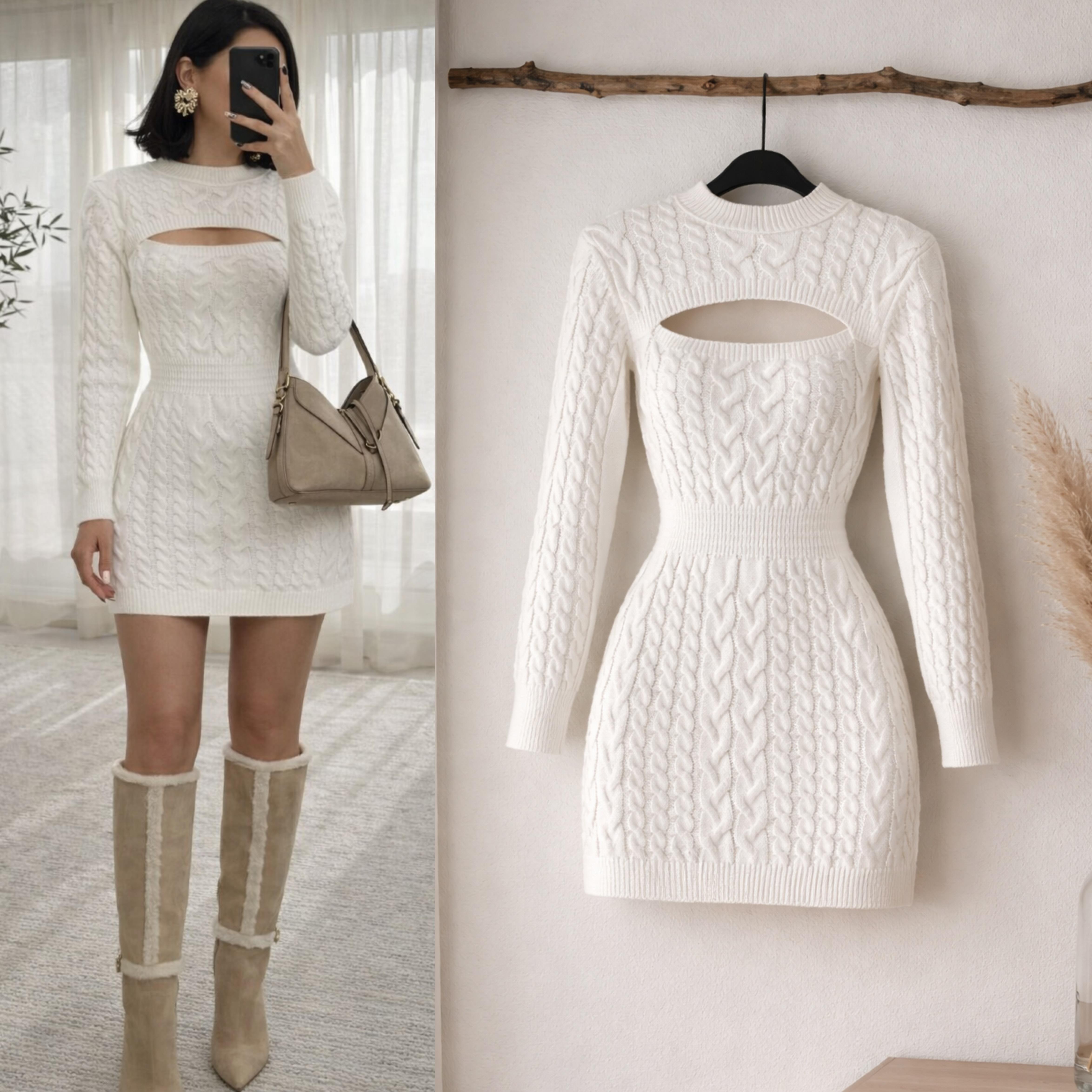 UMA TRİKO DEKOLTELİ ELBİSE