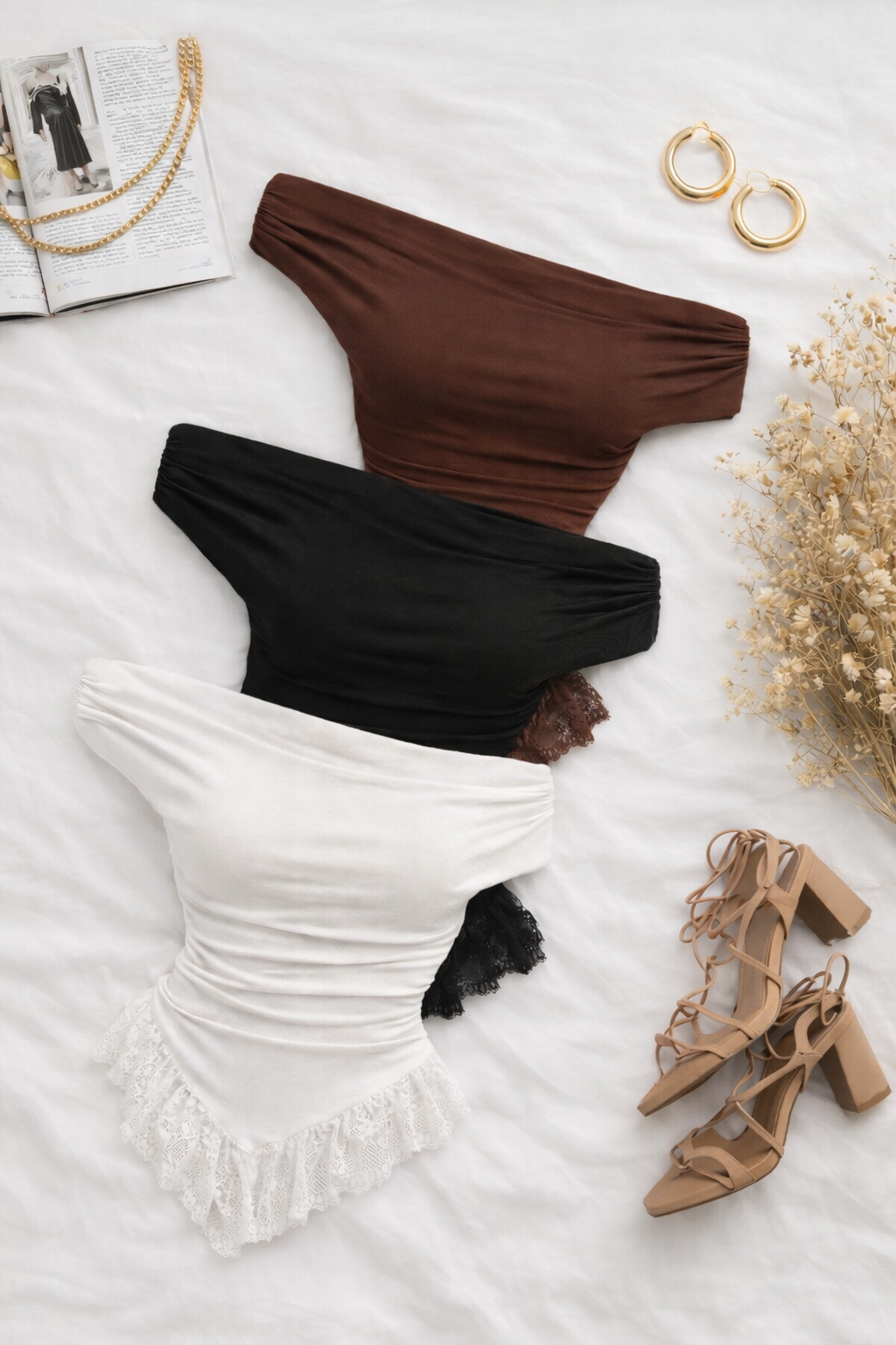 VINY DANTELLİ ASİMETRİK BLUZ