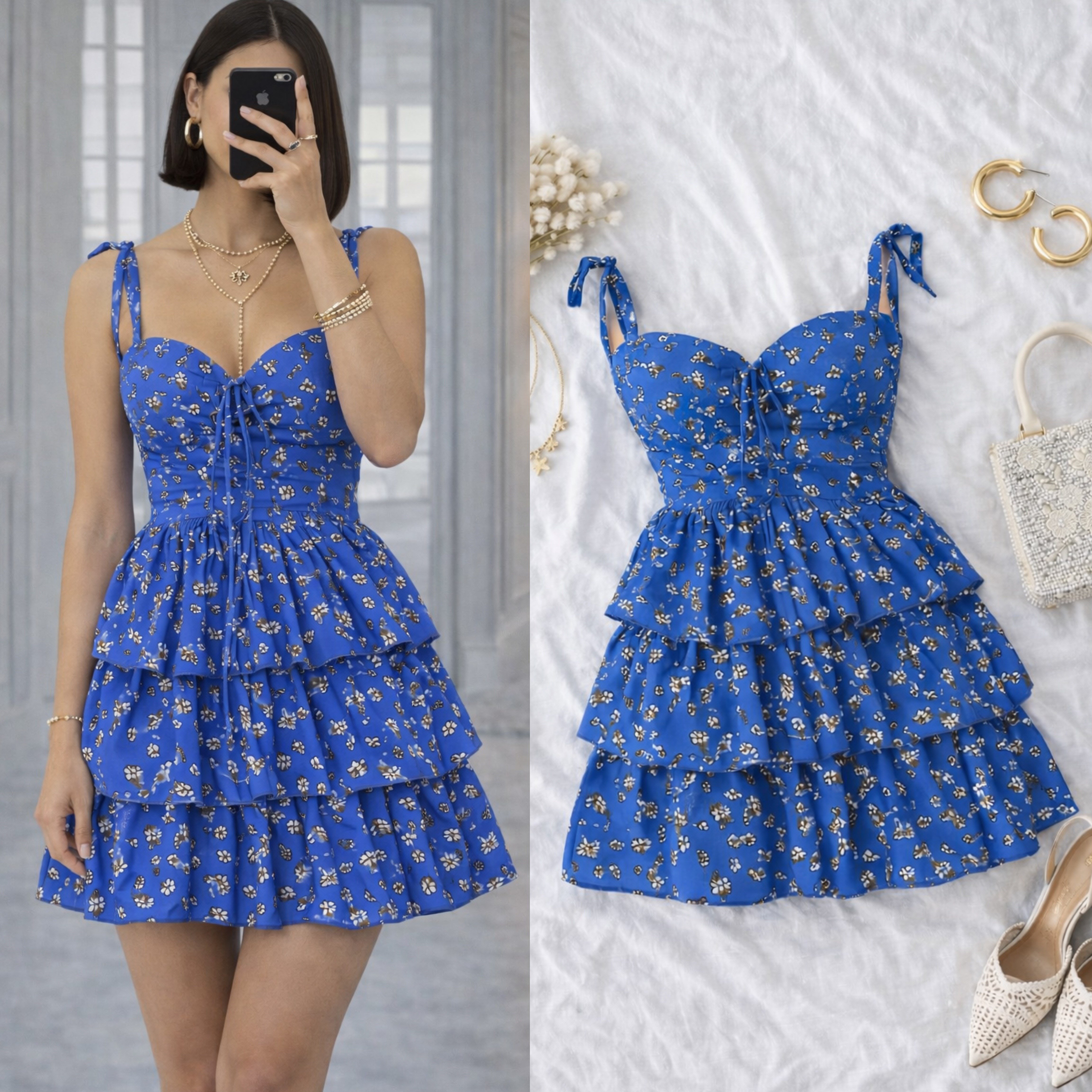 VISHA ÇİÇEKLİ ELBİSE