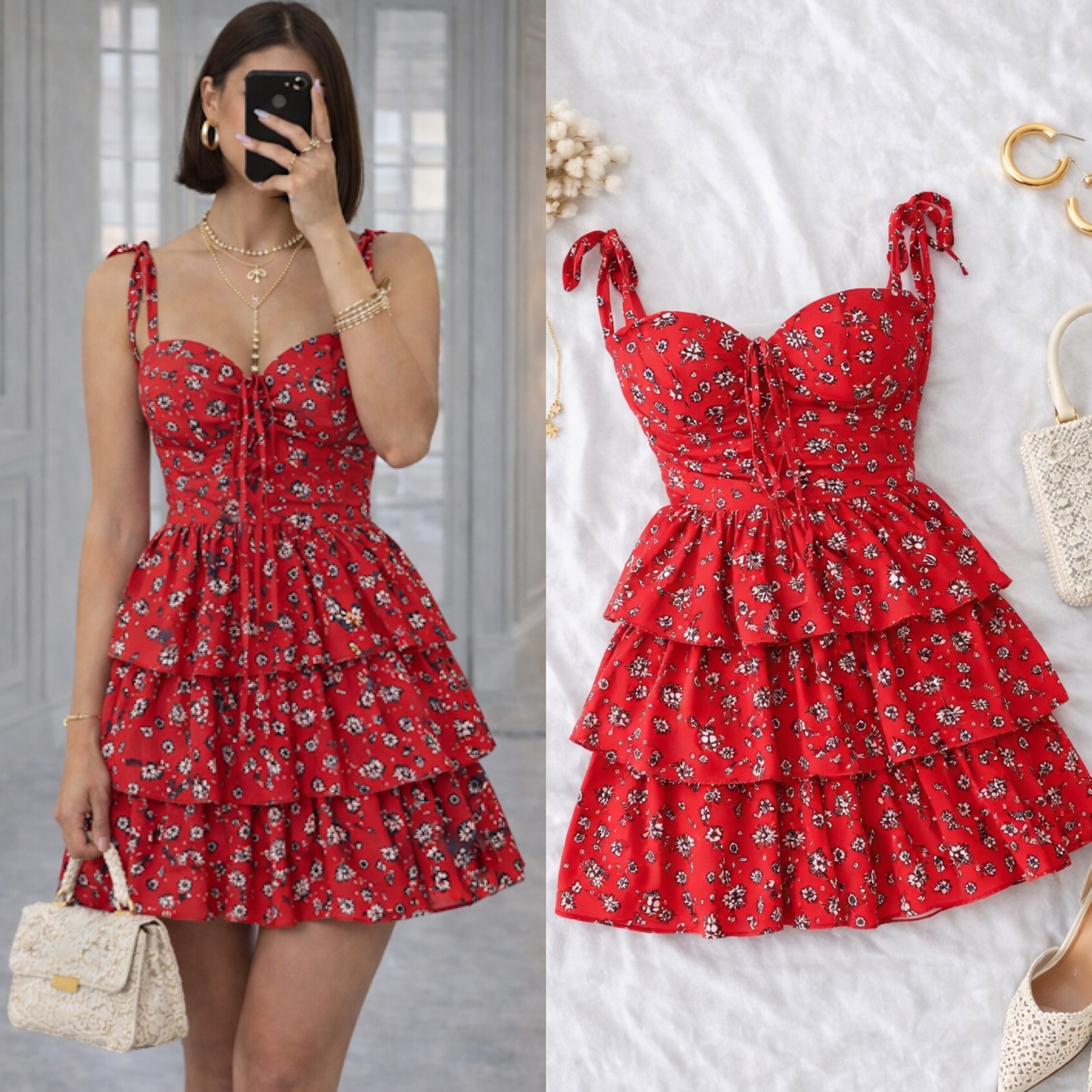 VISHA ÇİÇEKLİ ELBİSE