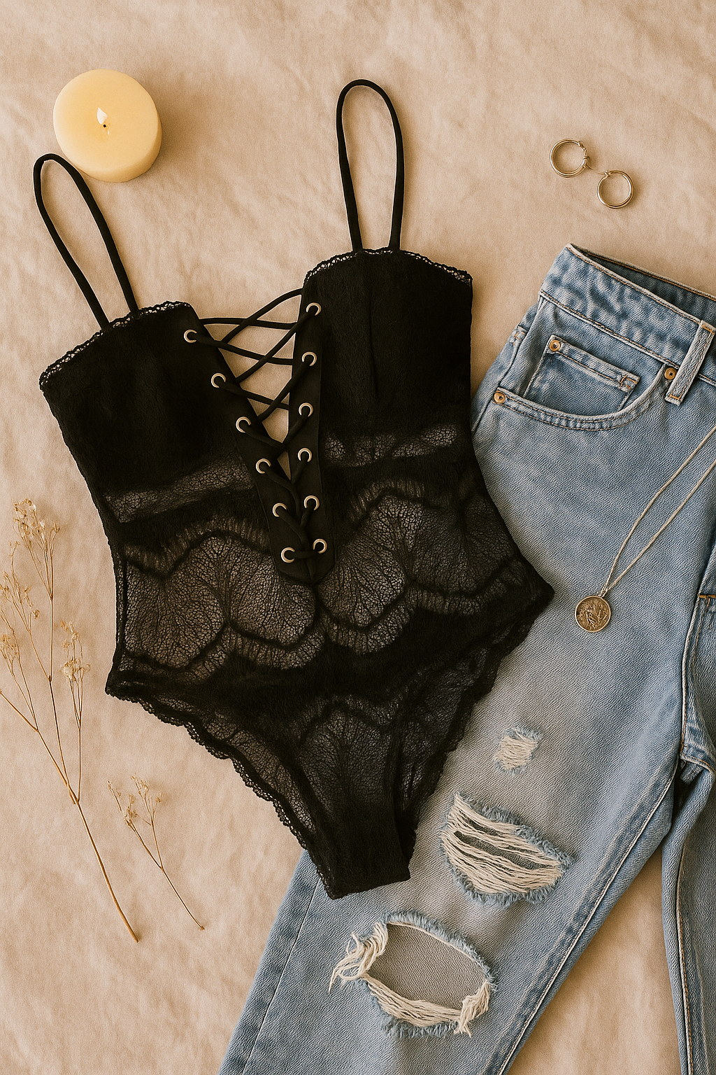 VS BLACK DANTELLİ BODYSUIT