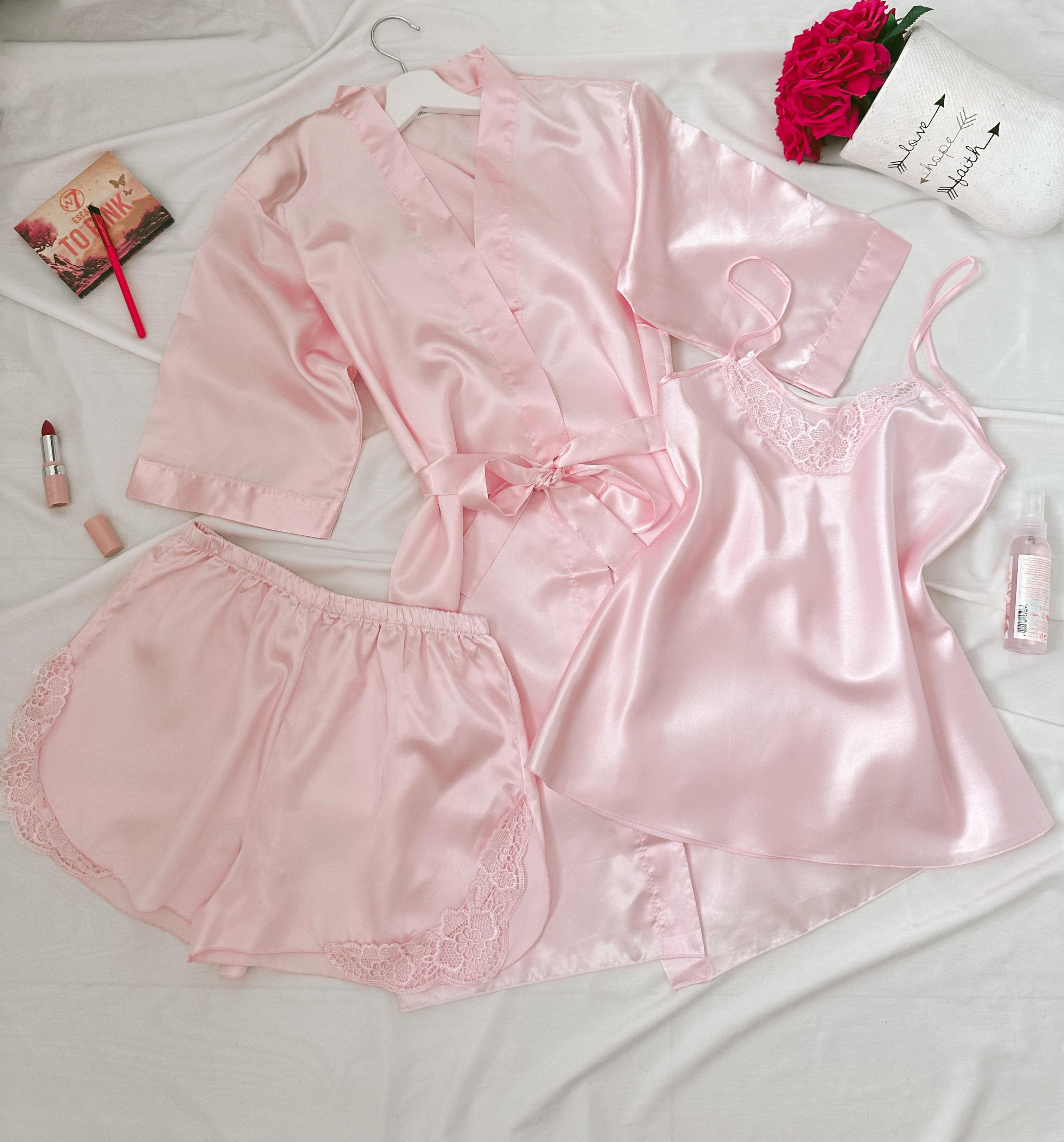 VS SATEN SABAHLIK ŞORT TAKIM SET PINKY