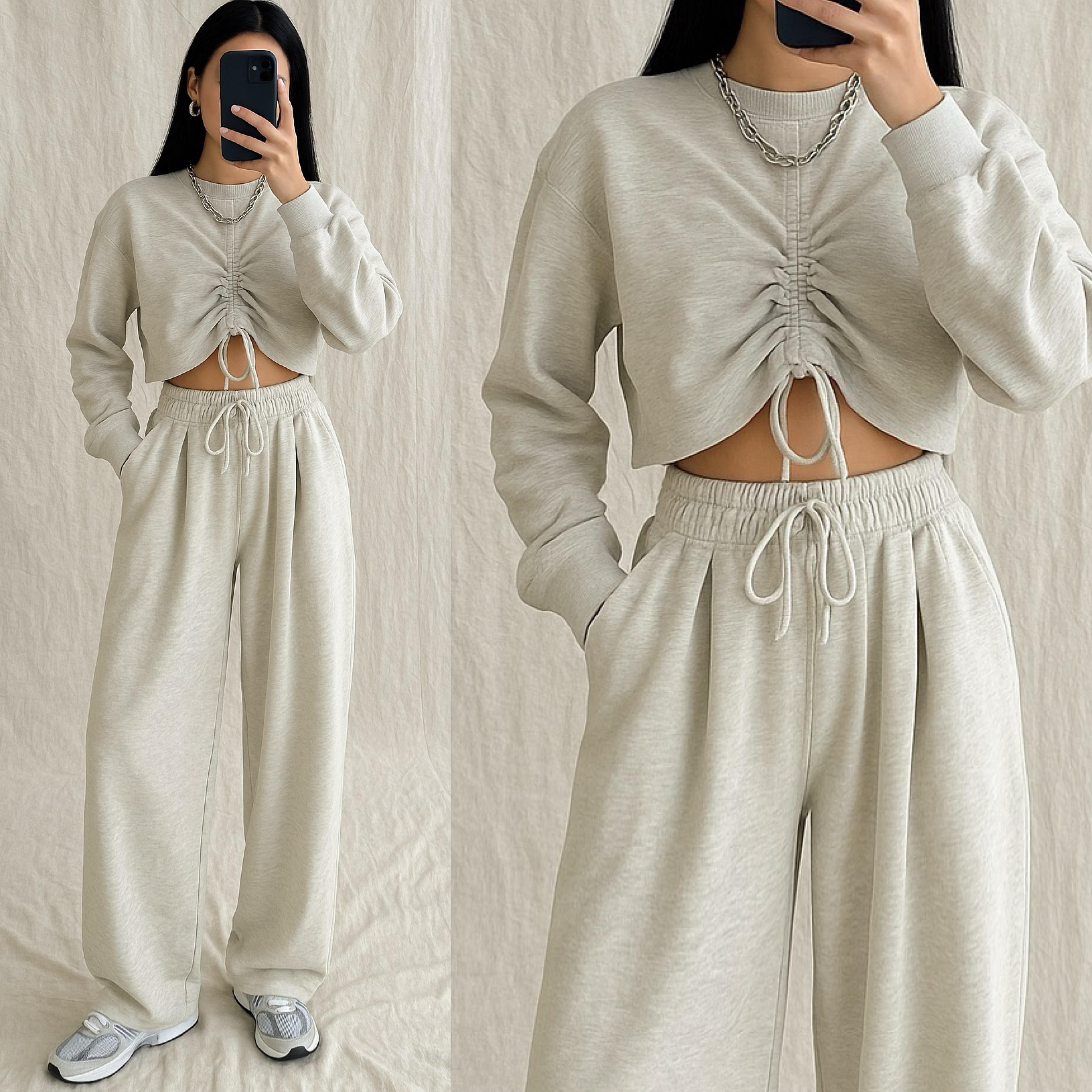WINLY OVERSIZE CROP ÜST EŞOFMAN TAKIM