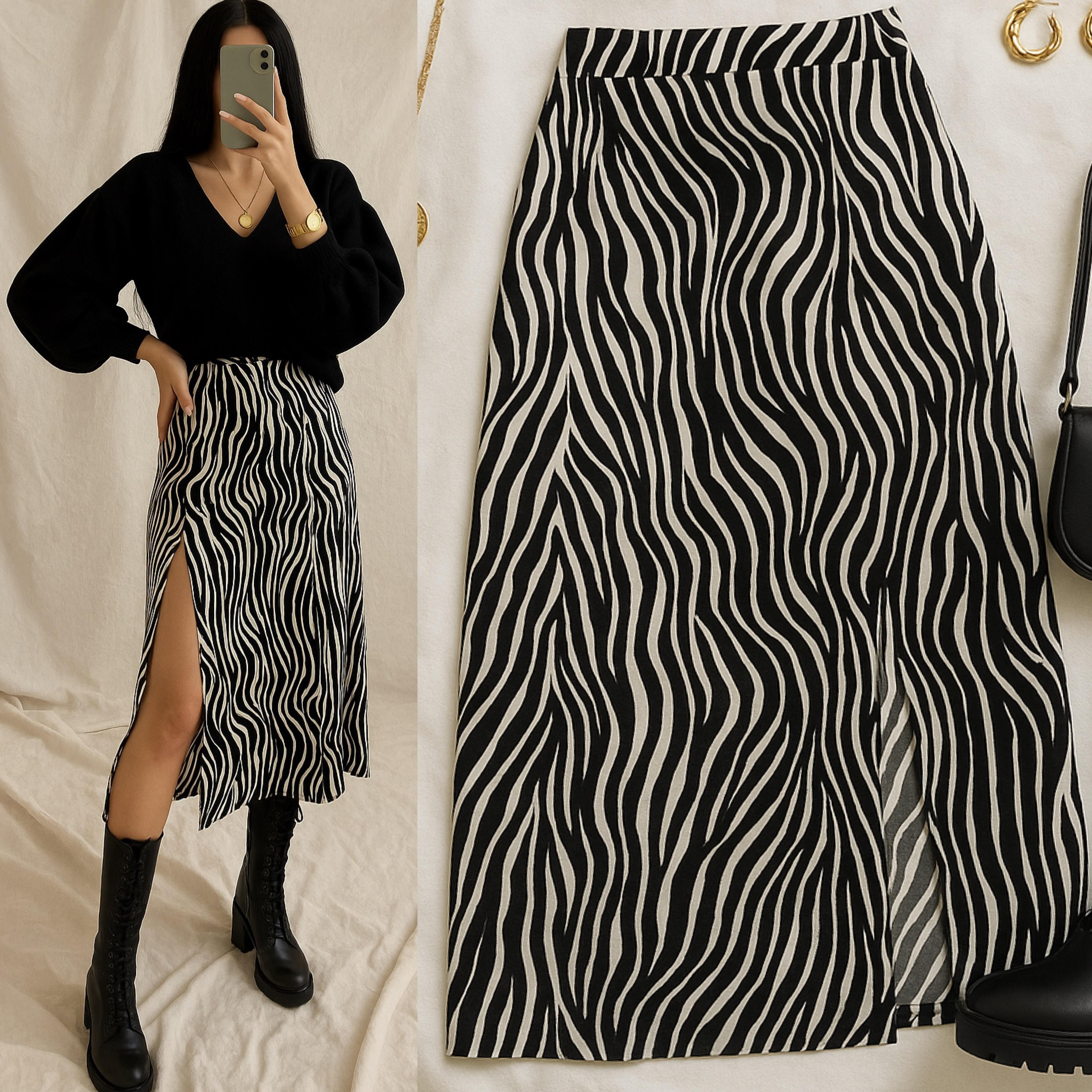 ZEBRA DESENLİ ÖRME SÜET ETEK 
