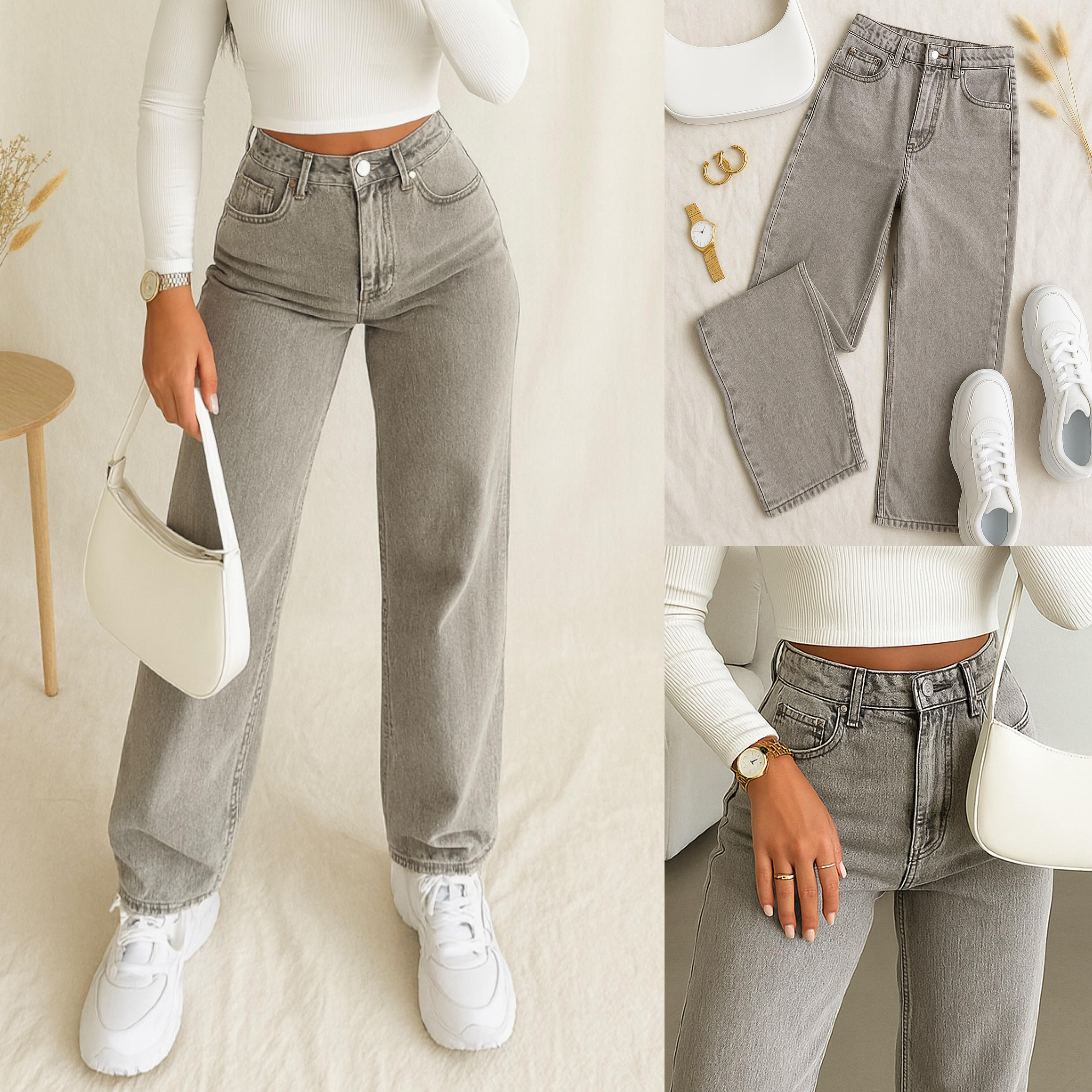 ZR GREY YÜKSEK BEL WIDE LEG JEAN 
