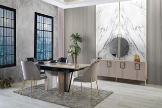 Arno Armoni Yemek Odası Takımı(Konsol+Ayna+Masa+6 Adet Sand)Modern Yemek Odası Takımı