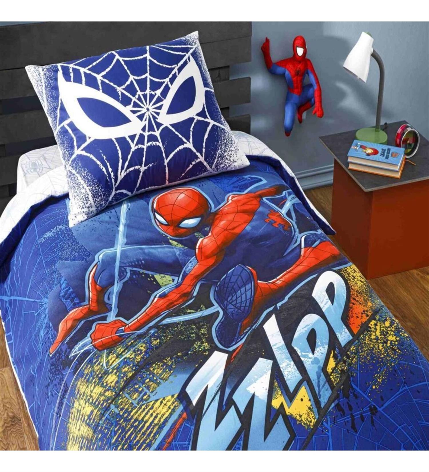 Taç 3607 Lisanslı Nevresim Takımı Spiderman M.Blue City | Hedef Avm