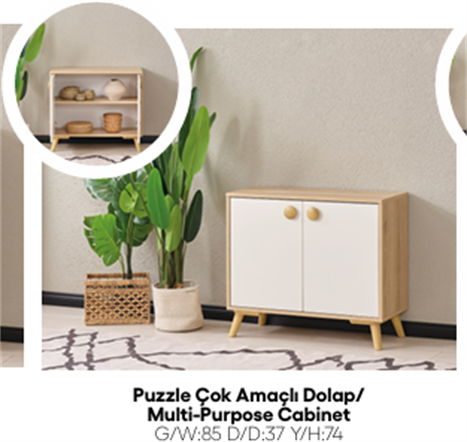 Evi̇ssa Puzzle 7435701 74cm Li̇k Geni̇ş Çok Amaçli Dolap - Hedef