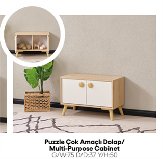 Evi̇ssa Puzzle 7757001 50cm Li̇k 2 Kapakli Çok Amaçli Dolap