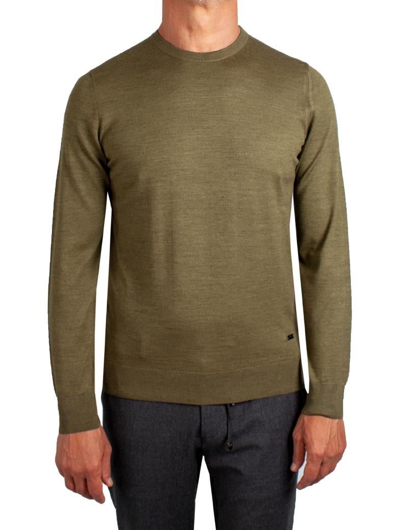 Bisiklet Yaka Yeşil Triko Yün Kazak