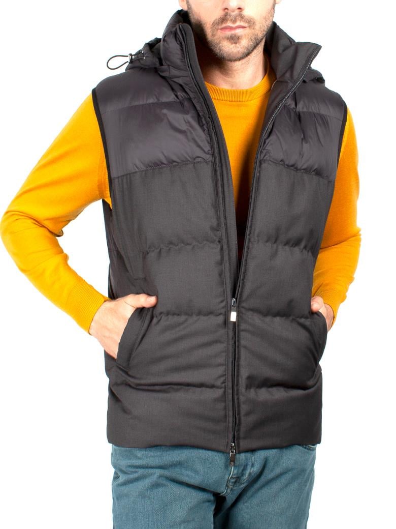 Kapşonlu Antrasit Şişme Yelek