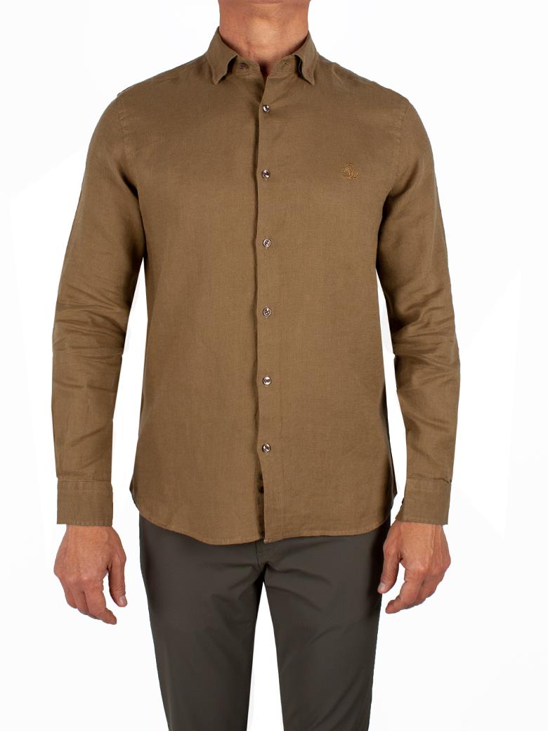 Normal Kesim Haki Keten Gömlek
