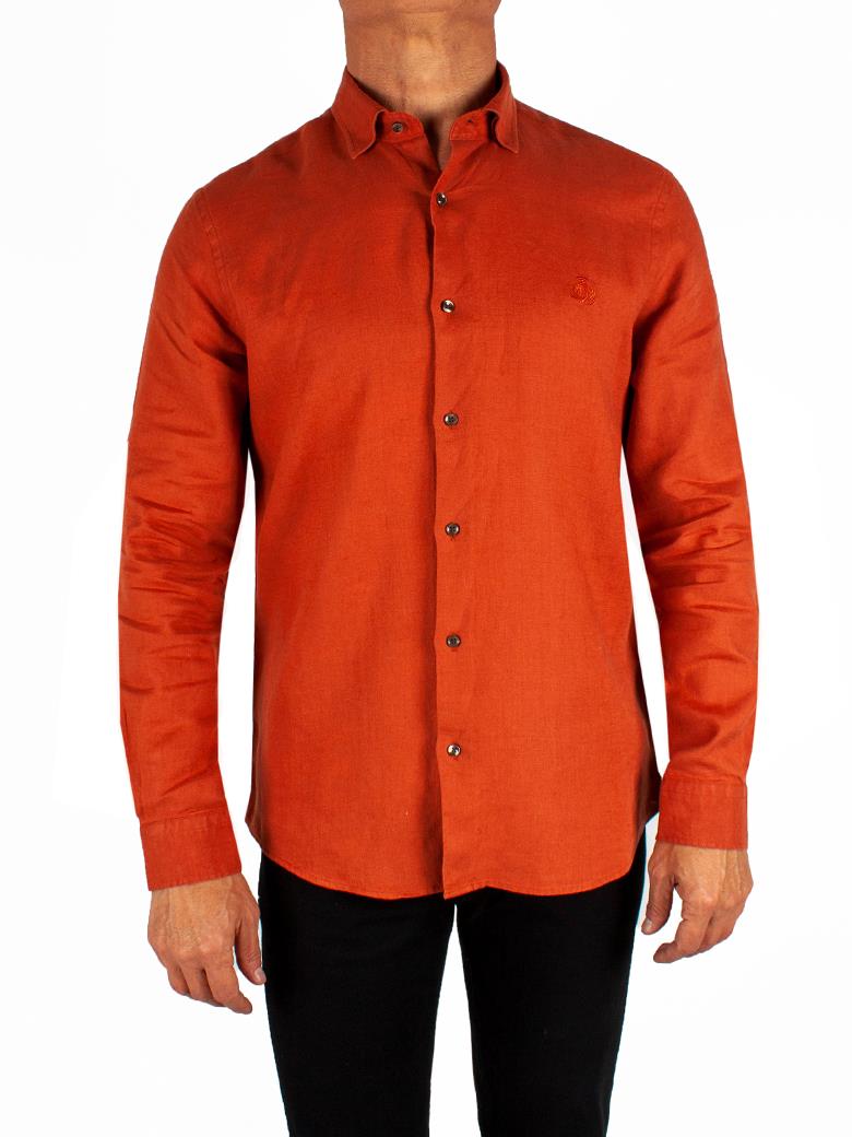 Normal Kesim Kiremit Keten Gömlek