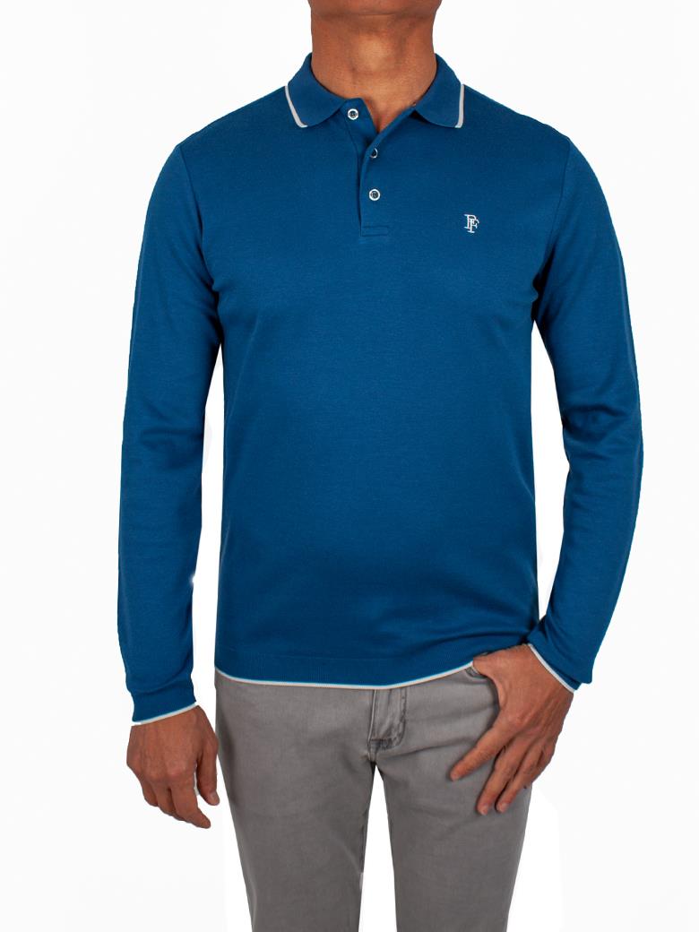 Regular Fit %100 Pamuk Etek Bantlı Açık Lacivert Polo Shirt 