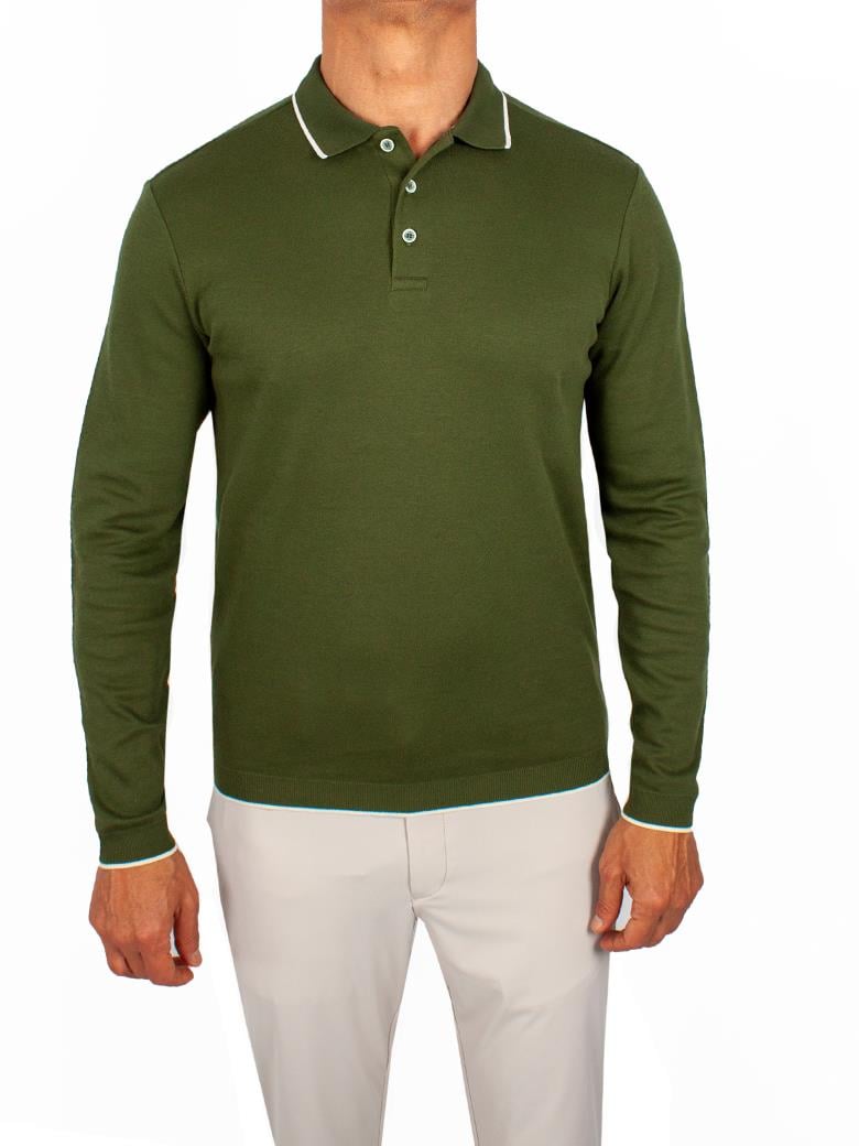 Regular Fit %100 Pamuk Etek Bantlı Haki Polo Shirt 