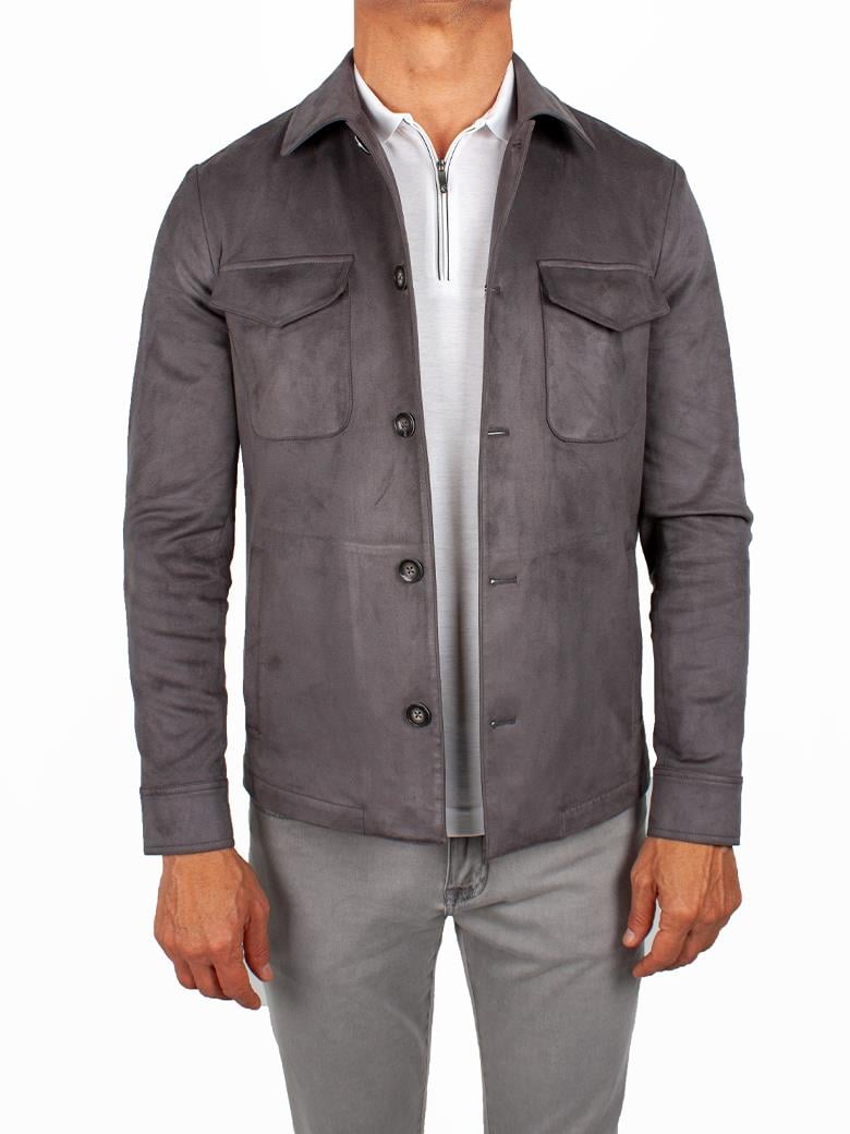 Regular Fit Antrasit Süet Ceket