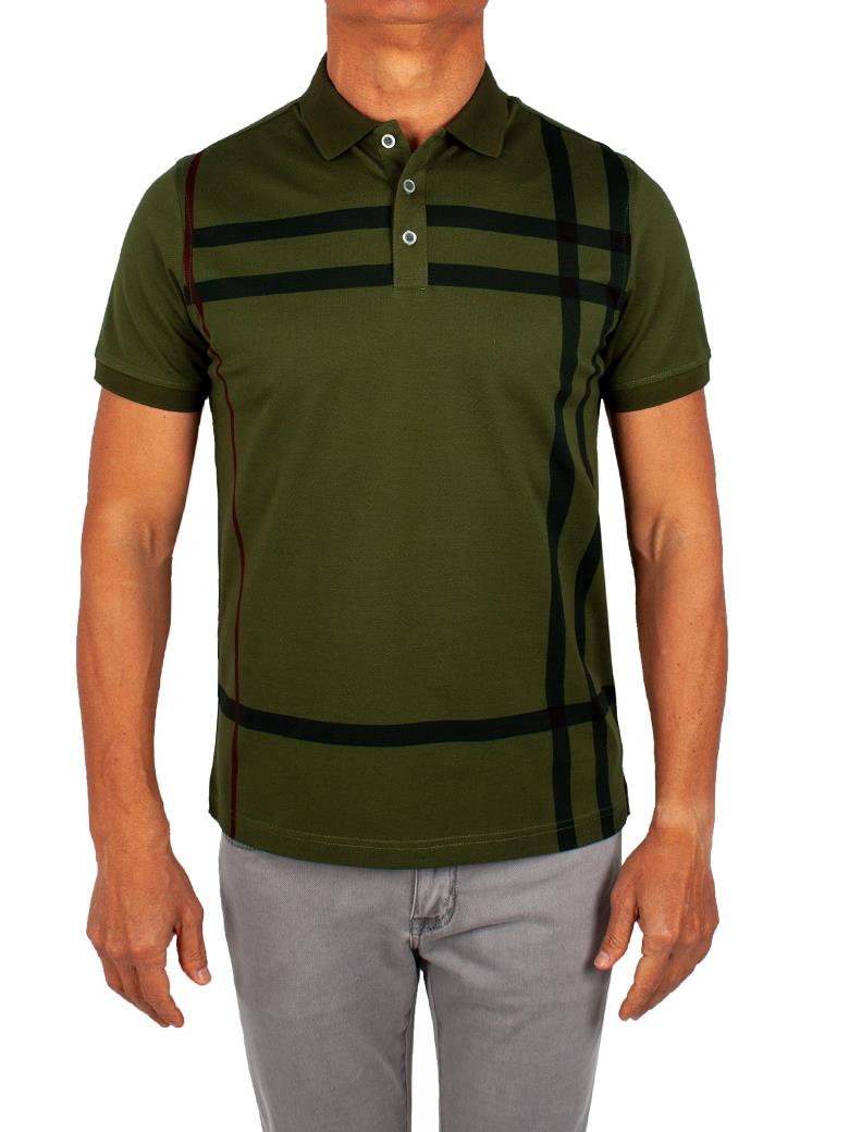 Regular Fit Desenli Merserize %100 Pamuk Haki Polo Tişört