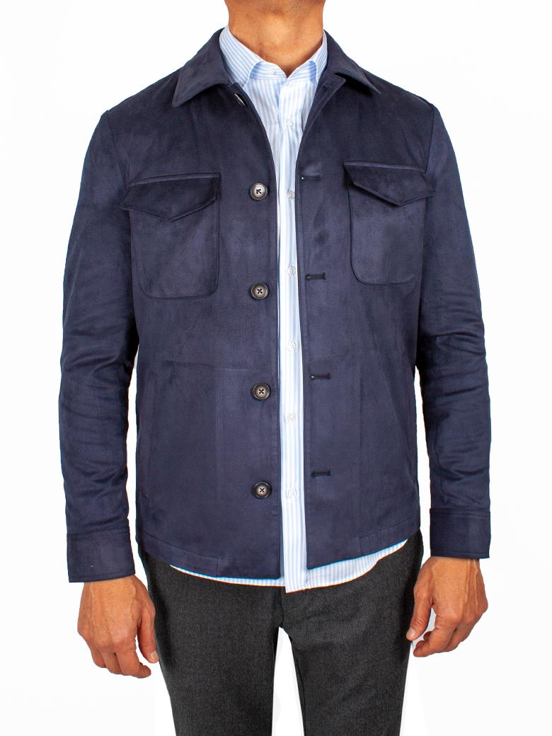 Regular Fit Lacivert Süet Ceket