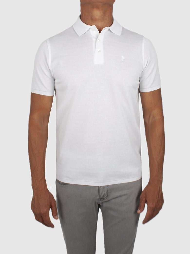 Regular Fit Merserize Beyaz Polo Yaka Tişört