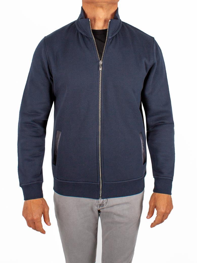Regular Fit Pamuk Karışımlı Fermuarlı Üç İplik Lacivert Ceket