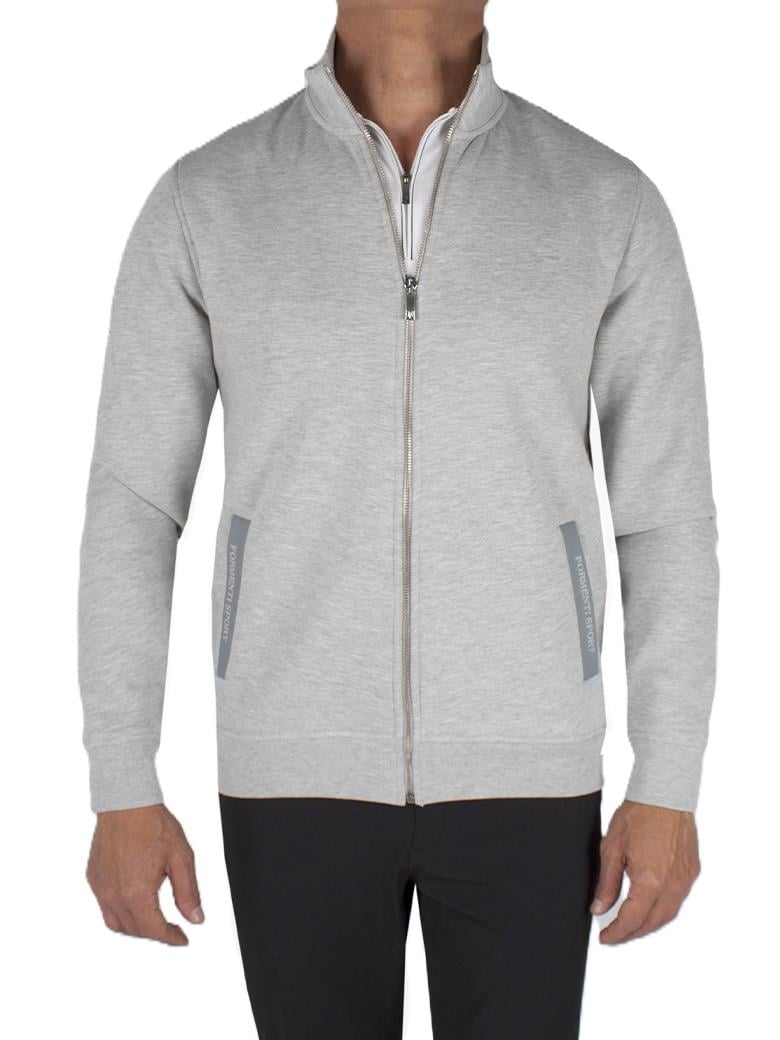 Regular Fit Pamuk Karışımlı Fermuarlı Üç İplik Gri Ceket