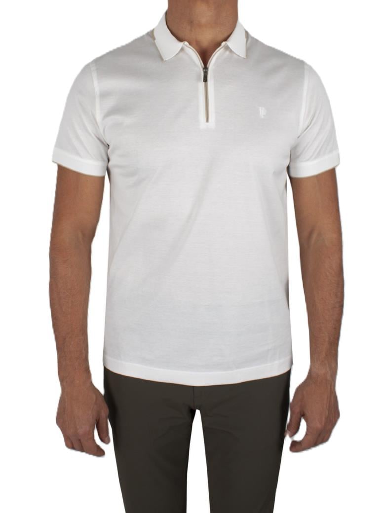 Regular Fit Yaka Detaylı Fermuarlı Merserize %100 Pamuk Ekru Polo Tişört