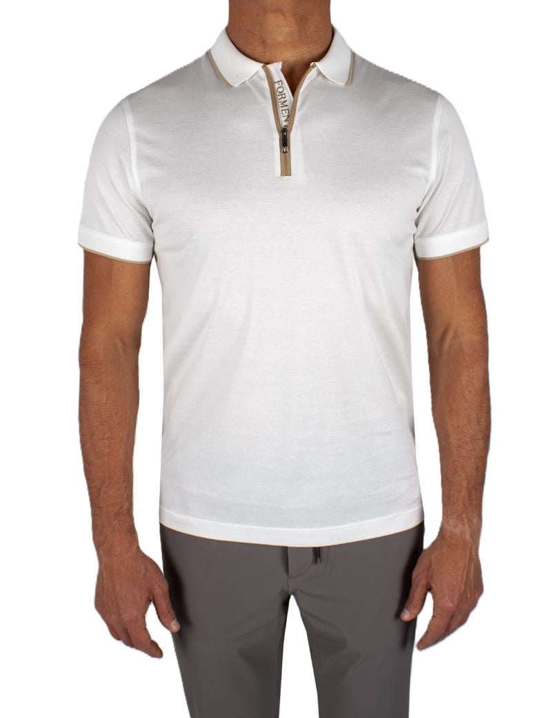 Regular Fit Yaka Detaylı Fermuarlı Merserize %100 Pamuk Ekru Polo Tişört