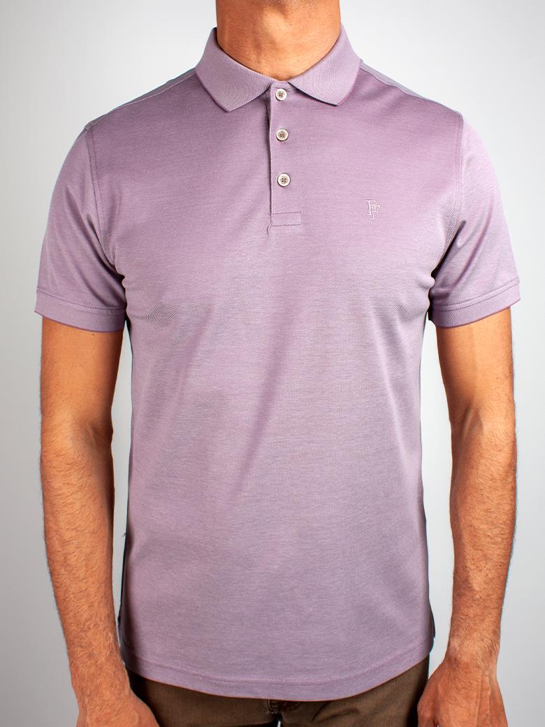 Regular Fit Yaka Detaylı Merserize %100 Pamuk Açık Pembe Polo Tişört