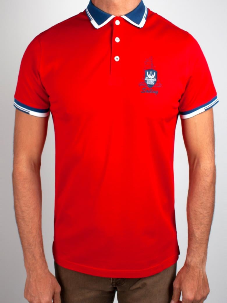 Regular Fit Yaka Detaylı Merserize %100 Pamuk Kırmızı Polo Tişört