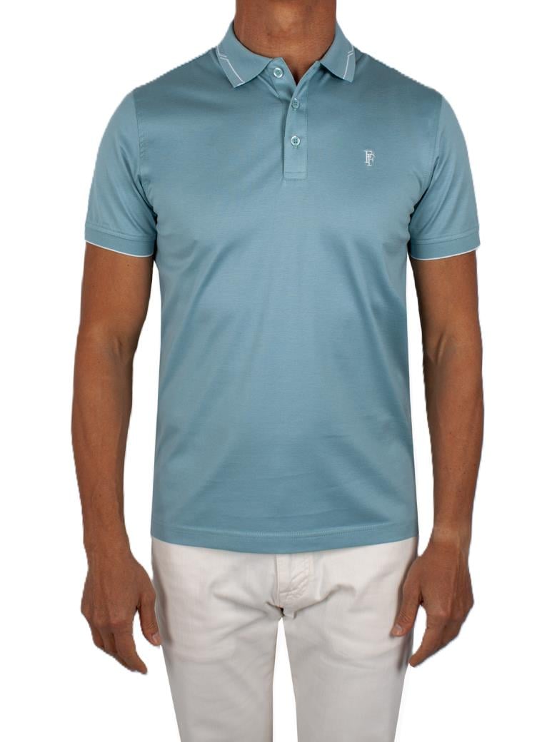 Regular Fit Yaka Detaylı Merserize %100 Pamuk Turkuaz Polo Tişört