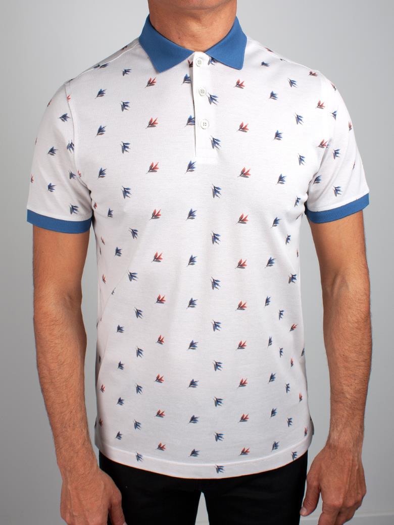 Reguler Fit Merserize %100 Pamuk Desenli Açık Gri Polo Yaka Tişört