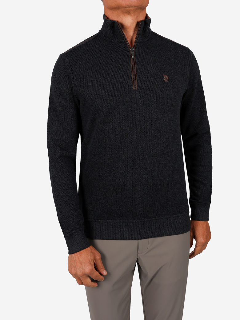 Troyer Yaka Fermuarlı Antrasit Sweatshirt