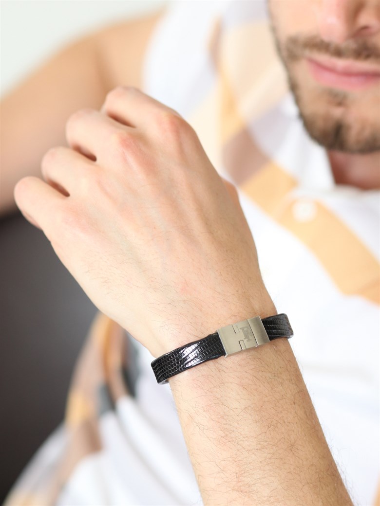 アクセサリー Leather Bracelet Crocodile/Silver Crocodile Leather Bracelet