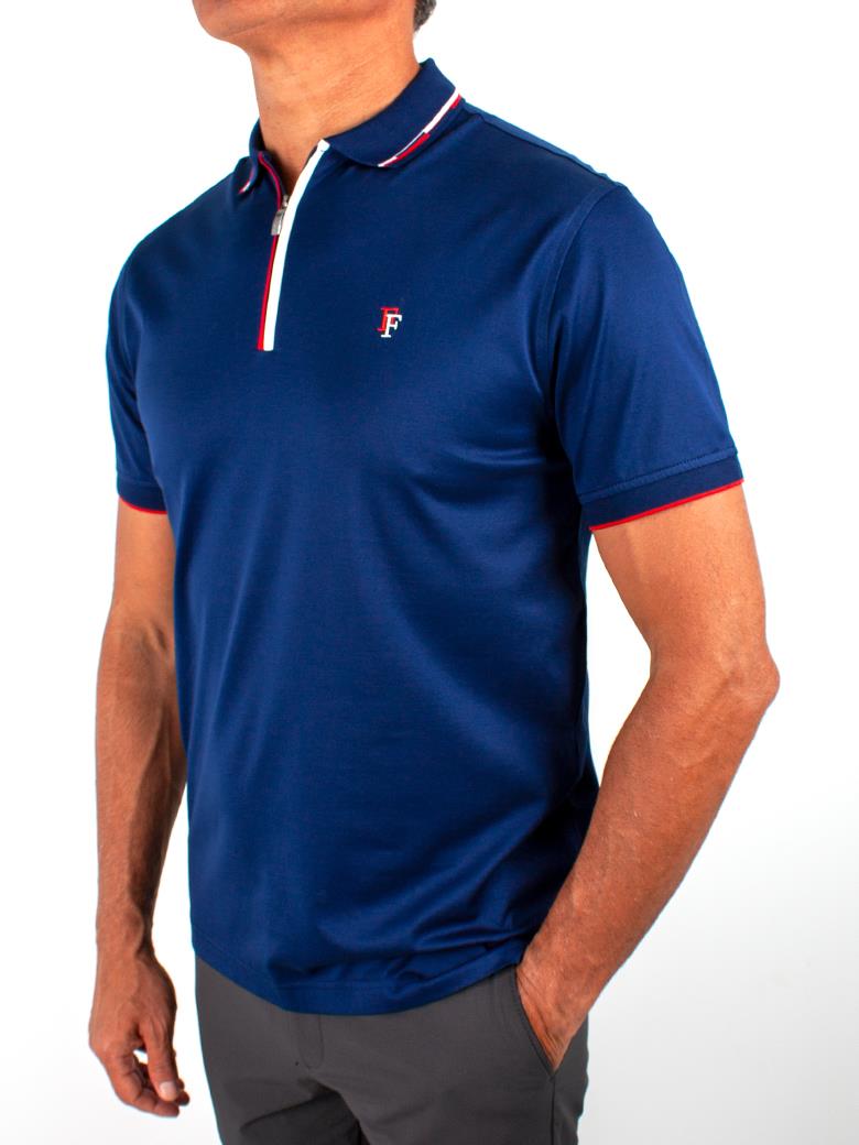 Regular Fit Yaka Detayl Merserize 100 Pamuk Fermuarl Lacivert Polo Ti ort