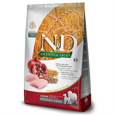 N&D Düşük Tahıllı Tavuk Etli ve Narlı 2.5 Kg Senior Medium Yaşlı Kuru Köpek Maması