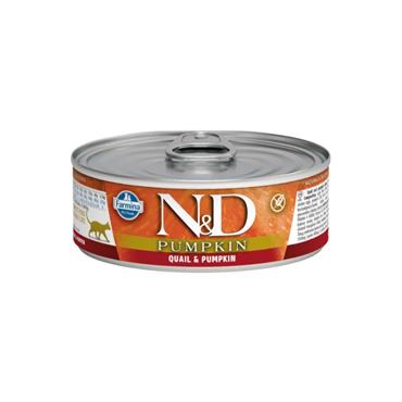 N&D Pumpkin Tahılsız Bıldırcın&Balkabağı 80gr Yaş Kedi Konservesi