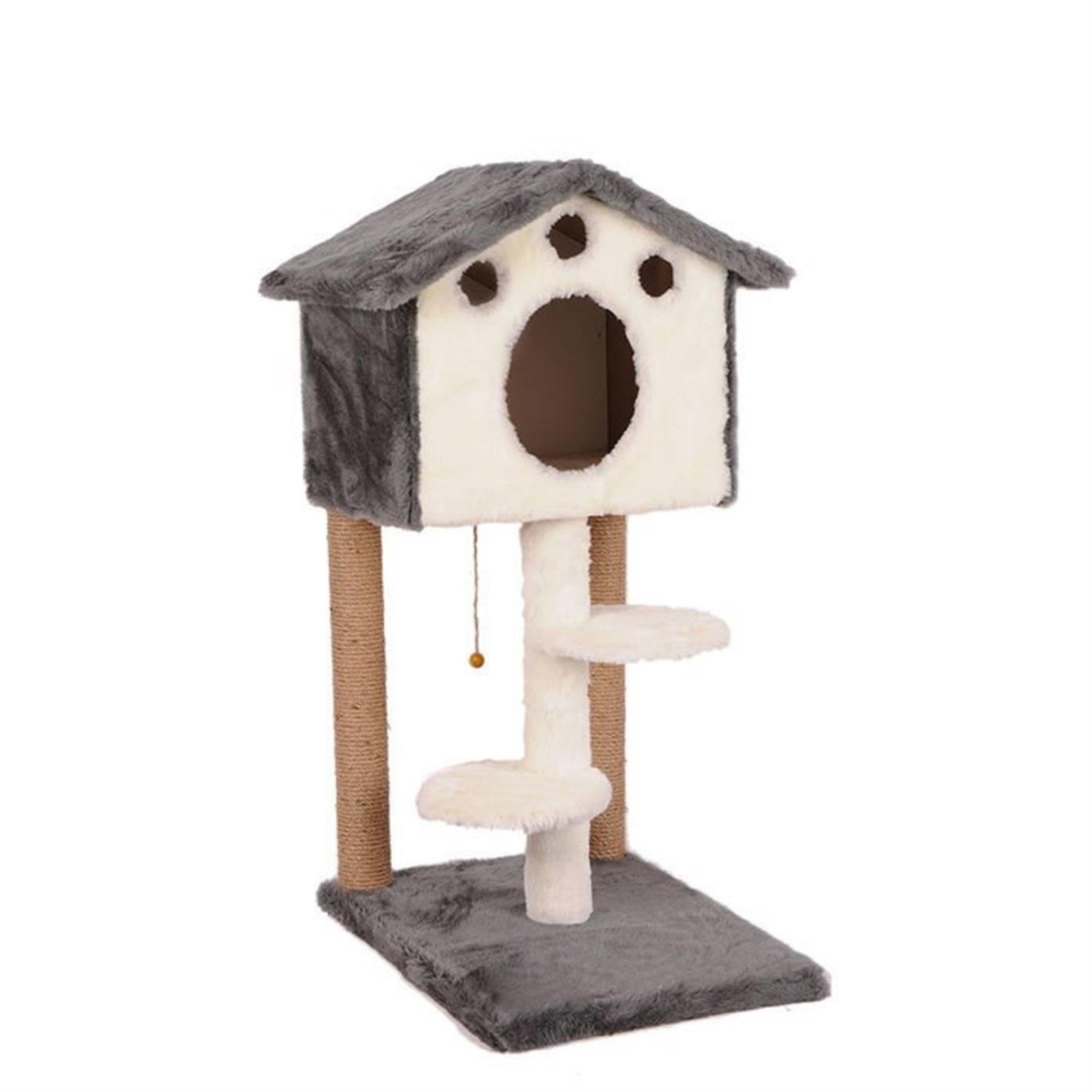 Cat Hause Merdivenli Kulübe Kedi Tırmalama 98cm S06 Gri