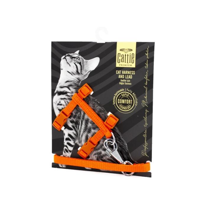Doggie Dokuma Kedi Göğüs & Gezdirme Takım 25*40cm Turuncu