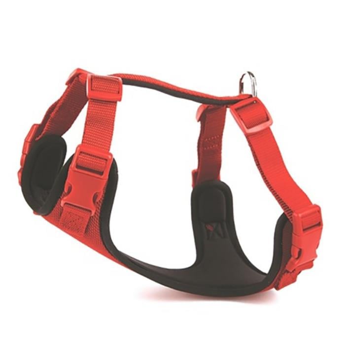 Doggie Havalı Dokumadan El Yapımı Köpek Göğüs Tasması L-2x55-65cm - Red