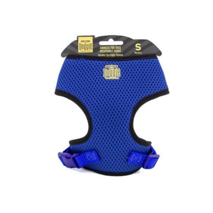 Doggie Havalı Dokumadan El Yapımı Küçük Irk Köpek Göğüs Tasması S-1,5x25-35cm - Royal Blue