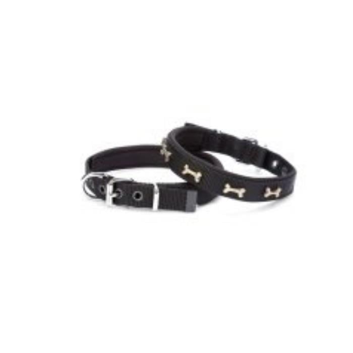 Doggie Konforlu Dokumadan El Yapımı Kemik Süslü Köpek Boyun Tasması 2x30-35cm - Black