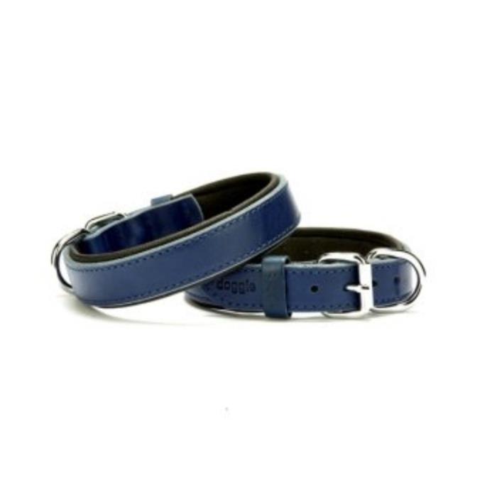 Doggie Konforlu Gerçek Deriden El Yapımı Köpek Boyun Tasması 2,5x37-45cm - Royal Blue