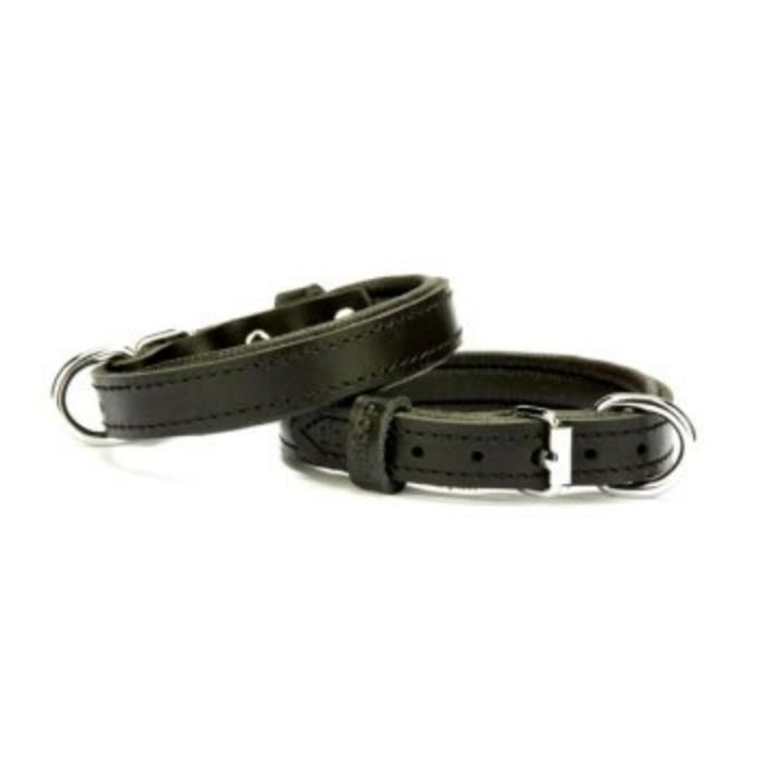 Doggie Konforlu Gerçek Deriden El Yapımı Köpek Boyun Tasması 1,5x25-30cm - Black