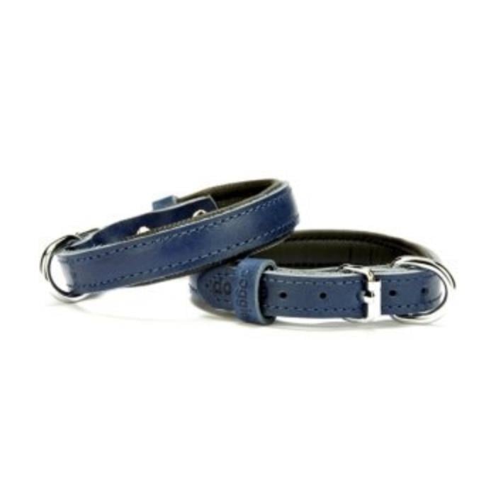 Doggie Konforlu Gerçek Deriden El Yapımı Köpek Boyun Tasması 1,5x25-30cm - Royal Blue
