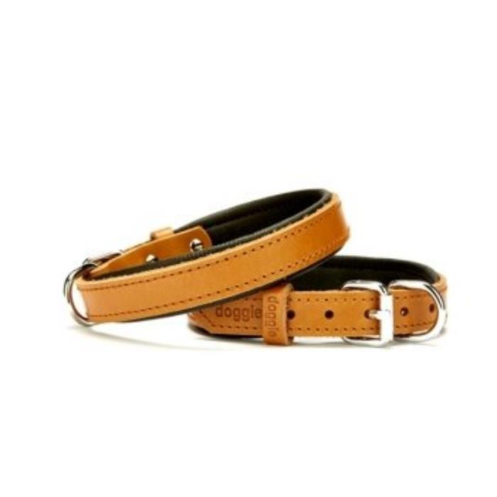 Doggie Konforlu Gerçek Deriden El Yapımı Köpek Boyun Tasması 2x30-35cm - Camel