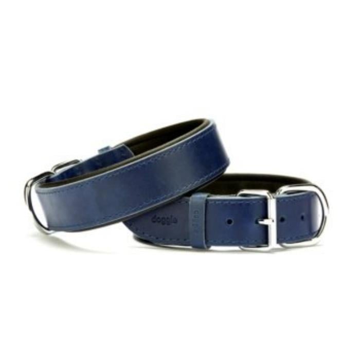 Doggie Konforlu Gerçek Deriden El Yapımı Köpek Boyun Tasması 4x57-65cm - Royal Blue