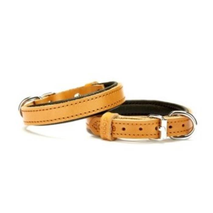 Doggie Konforlu Gerçek Deriden El Yapımı Köpek Boyun Tasması 1,5x25-30cm - Camel