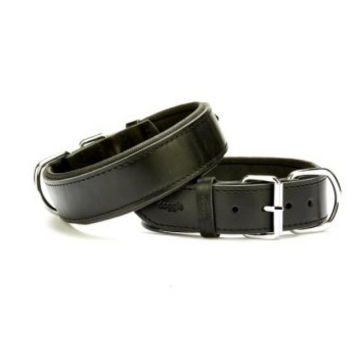 Doggie Konforlu Gerçek Deriden El Yapımı Köpek Boyun Tasması 4x47-55cm - Black