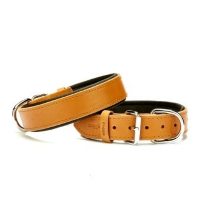 Doggie Konforlu Gerçek Deriden El Yapımı Köpek Boyun Tasması 3,5x47-55cm - Camel
