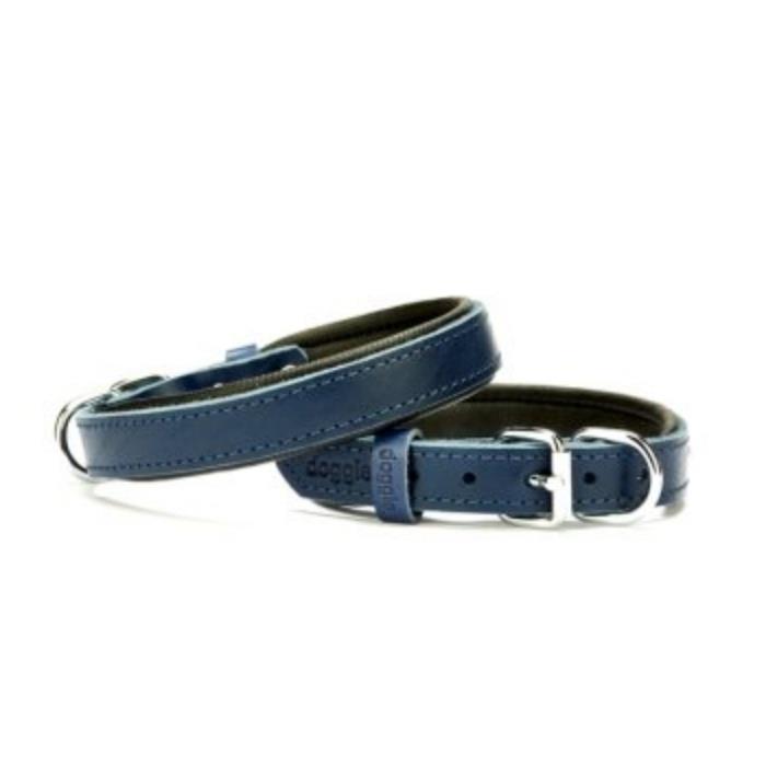 Doggie Konforlu Gerçek Deriden El Yapımı Köpek Boyun Tasması 2x35-40cm - Royal Blue